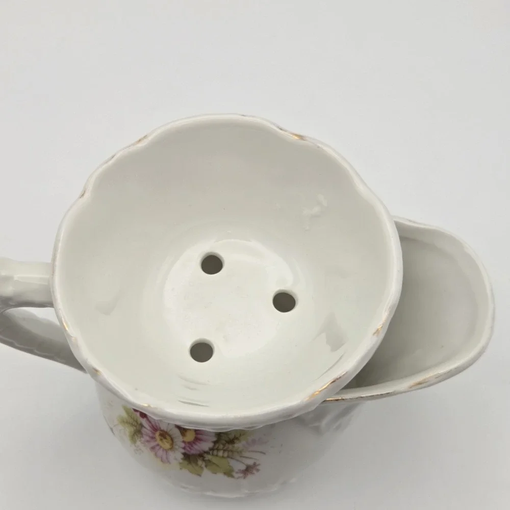 Vintage Floral‎ Shaving Scuttle Mug Victorian Cottagecore Flower Stand/Vase